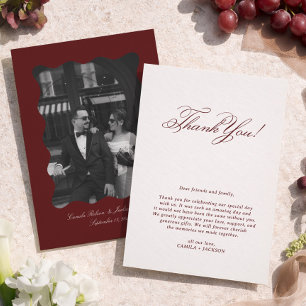 Victorian Ivory and Burgundy Wedding  Thank You Card