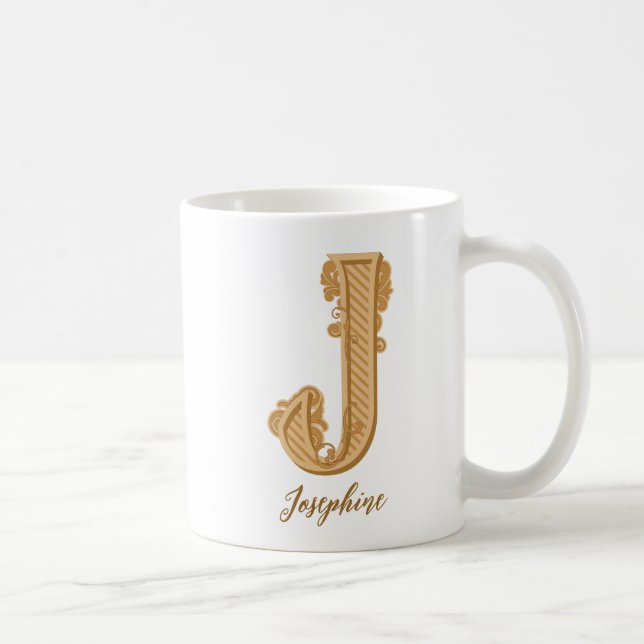 Victorian J initial name Coffee Mug (Right)