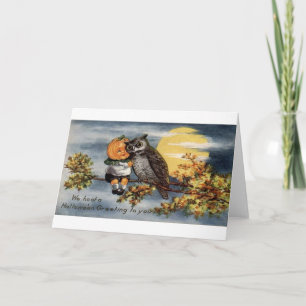 Victorian Jack-O-Lantern And Owl Halloween Card