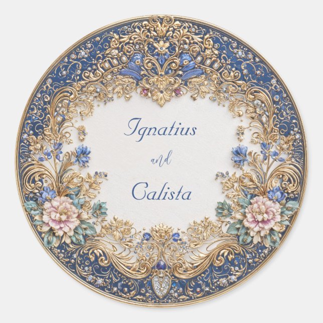 Victorian Jewel Garden Wedding Sticker (Front)