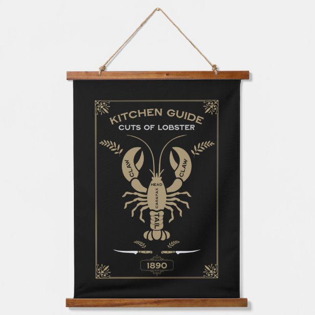 Victorian Kitchen Lobster Butchery Chart Hanging Tapestry (Front)