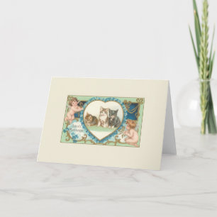 Victorian Kittens and Cupids Valentine's Day Card