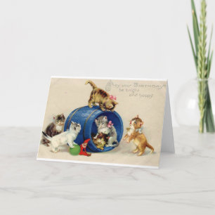 Victorian Kittens Birthday Card