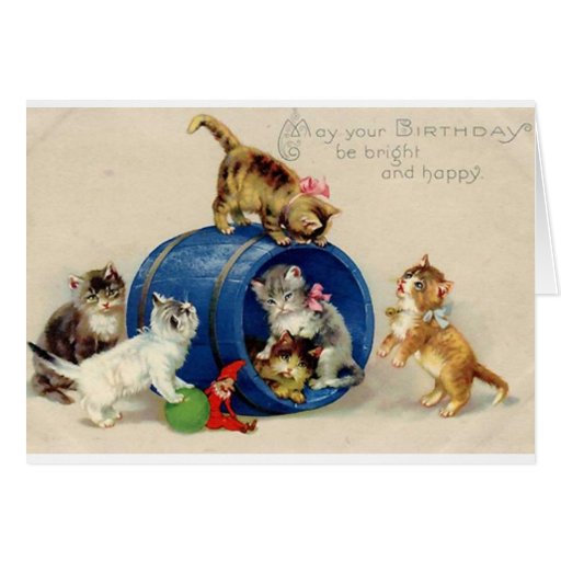 Victorian Kittens Birthday Card | Zazzle