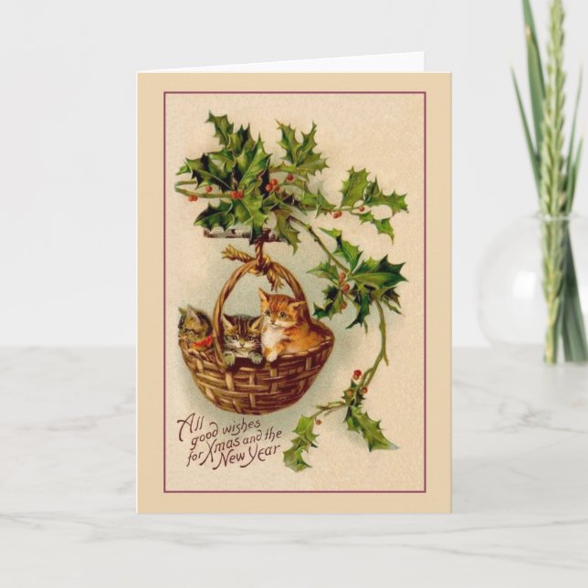 Victorian Kittens Christmas and New Year Card (Front)