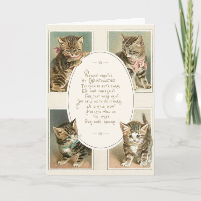 Victorian Kittens Christmas Greeting Card (Front)