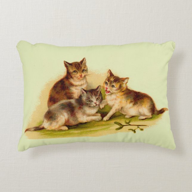 Victorian kittens decorative cushion (Front)