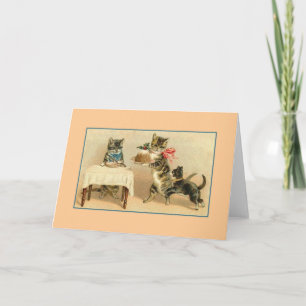 Victorian Kittens Holiday Dessert Note Card