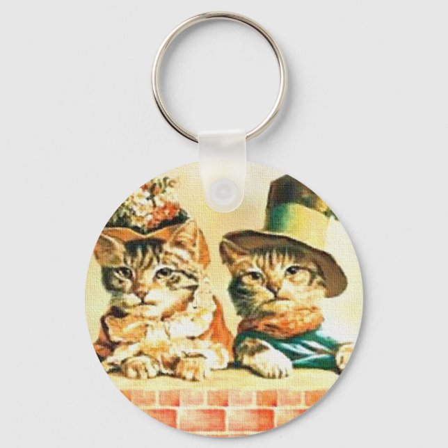 Victorian Kittens Keychain (Front)