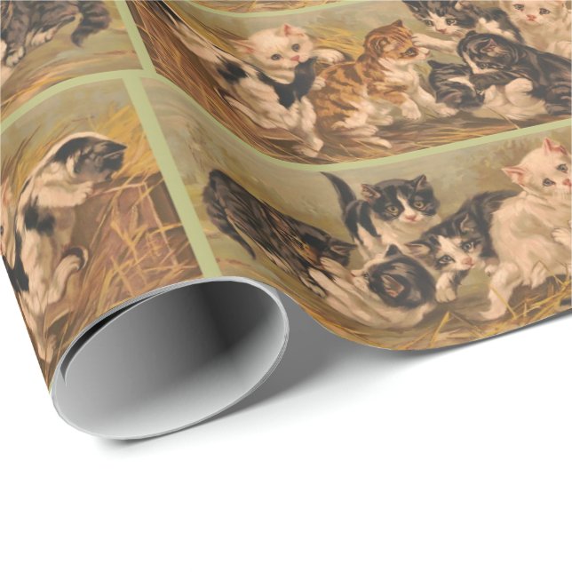 Victorian kittens print wrapping paper (Roll Corner)