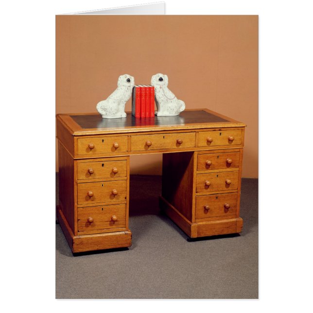 Victorian kneehole desk and a pair of dogs (Front)