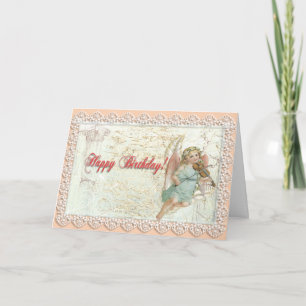 Victorian Lace Angel Birthday Card