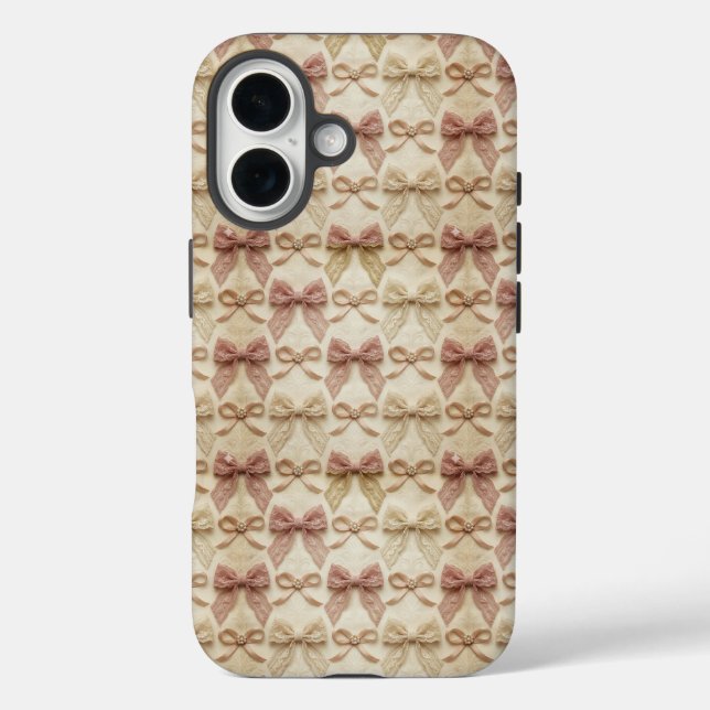 Victorian Lace Bows Pink Coquette Pattern Case-Mate iPhone Case (Back)