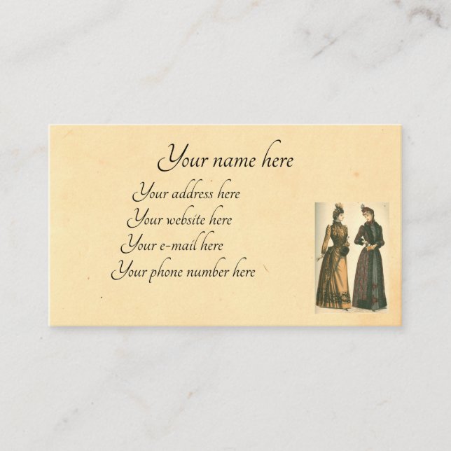 Victorian ladies business card (Front)