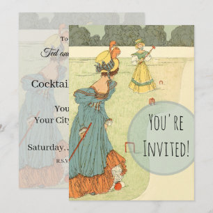 Victorian Ladies Croquet Vintage Garden Party Invitation