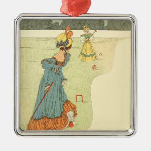 Victorian Ladies Croquet Vintage Garden Party Metal Tree Decoration