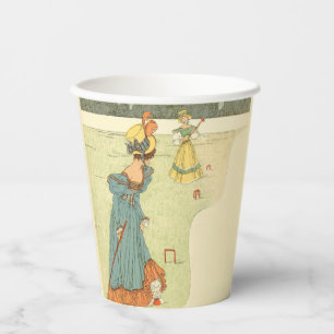 Victorian Ladies Croquet Vintage Garden Party Paper Cups