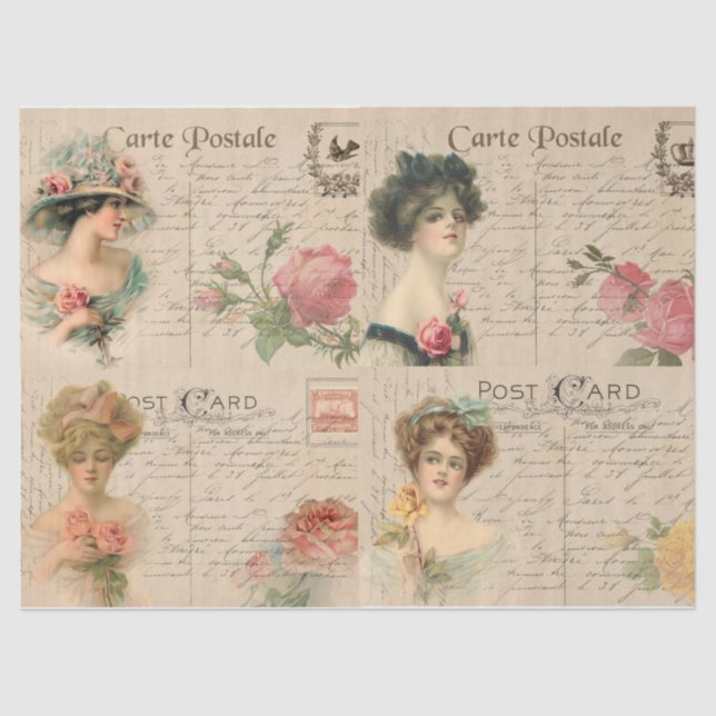 Victorian Ladies Fashion Decoupage Crafts/Wrapping Tissue Paper (Front)