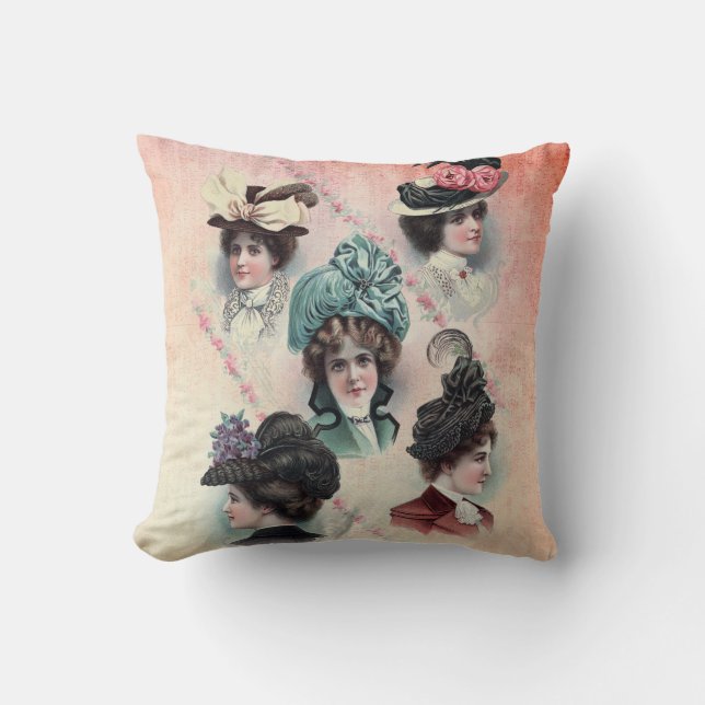 Victorian Ladies Hats Fashion Show Cushion (Front)
