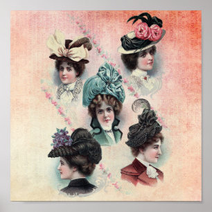 Victorian Ladies Hats Fashion Show Poster