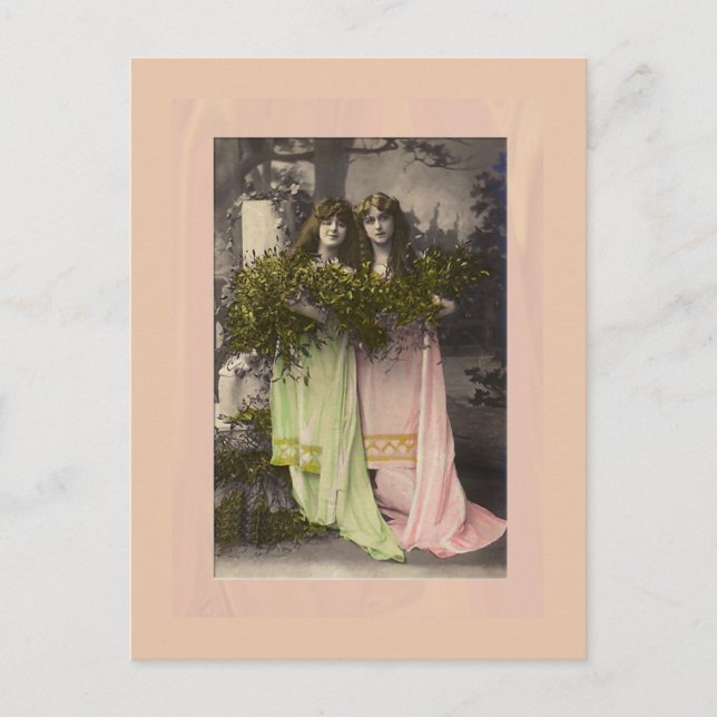 Victorian ladies with flowers in the cemetery post postcard (Front)