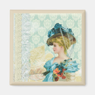 Victorian Lady Art Collage Magnet