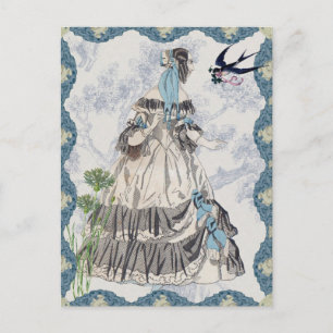 Victorian Lady Blue Postcard