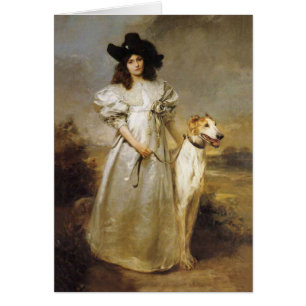 Victorian Lady Borzoi Card