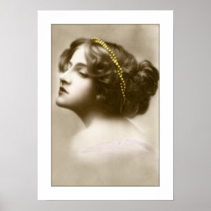 victorian lady cameo style pose poster