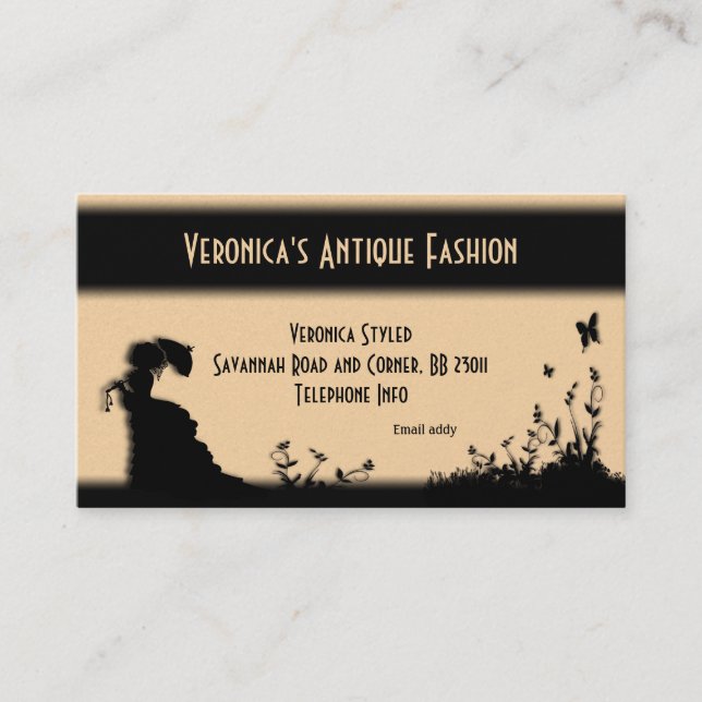 Victorian Lady Champagne Business Card (Front)