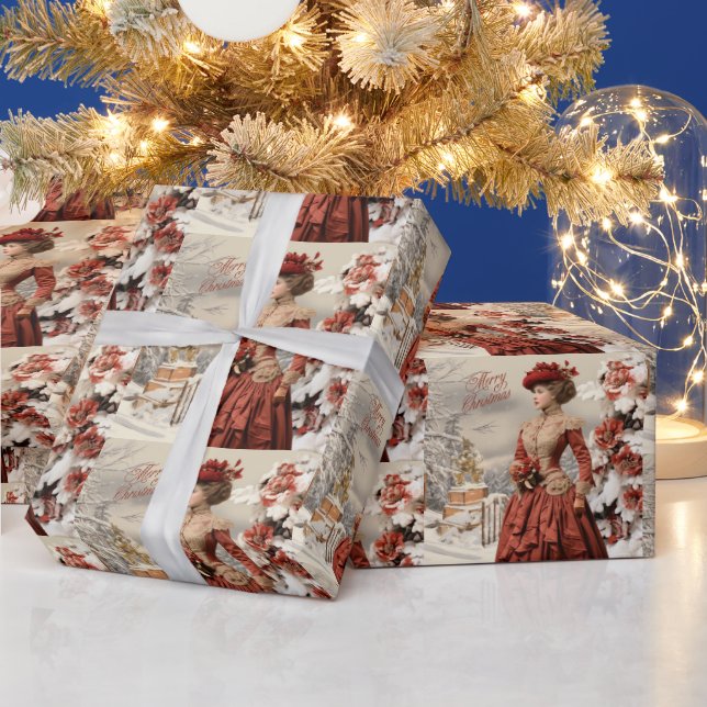 Victorian Lady Christmas  Wrapping Paper (Holidays)