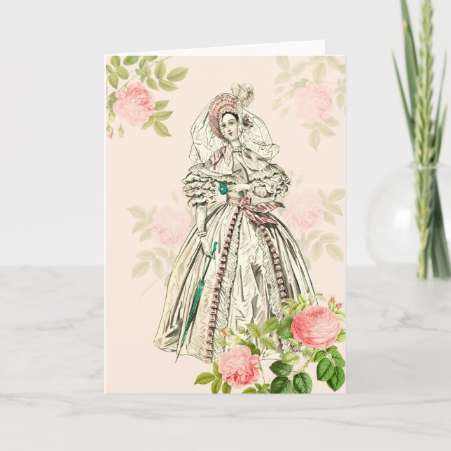 Victorian lady greeting card 19th century fashion (Front)