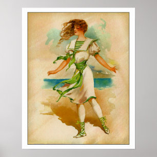 Victorian Lady in Bathing Costume Poster