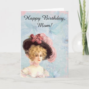 Victorian Lady in Feathered Hat Greeting Card