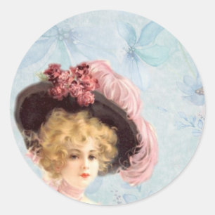 Victorian Lady in Feathered Hat Sticker