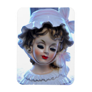 Victorian Lady in Ruffled Bonnet Head Vase Girly! Magnet