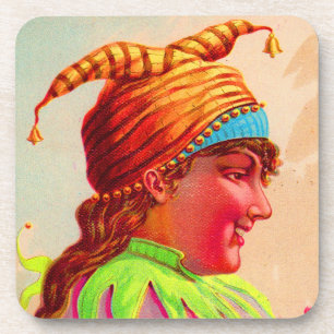 Victorian lady jester coaster