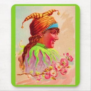 Victorian lady jester mouse mat