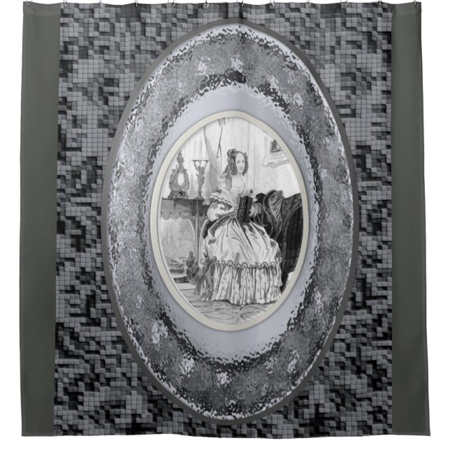 victorian lady mirror grey showercurtain hermother shower curtain (Front)
