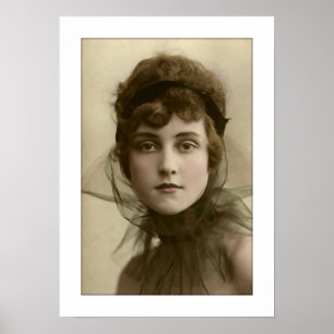 victorian lady net high collar poster