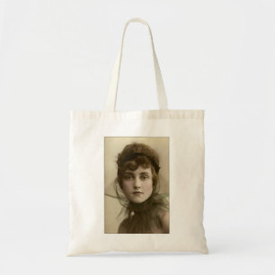victorian lady net high collar tote bag