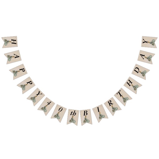 Victorian Lady on Bicycle Bulldog Birthday Tan Bunting (All)