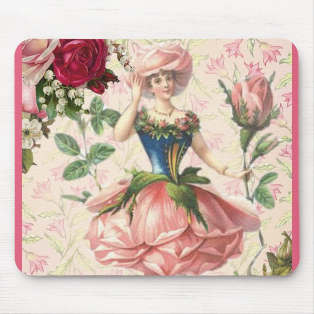 Victorian Lady Pink Rose Mouse Mat (Front)