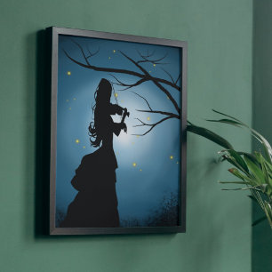 Victorian lady playing a violin photo print