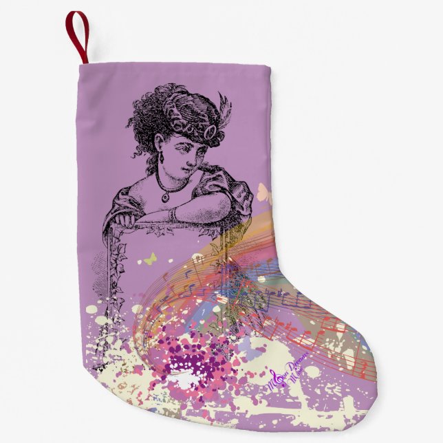 Victorian Lady PurpleColorSplashChristmas Stocking (Front)