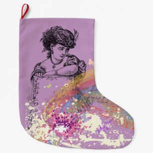 Victorian Lady PurpleColorSplashChristmas Stocking