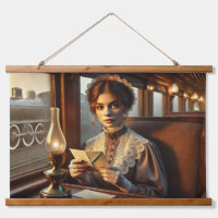 Victorian Lady Reading a Letter on a Train