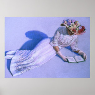 Victorian Lady Reading Elegant Decor Art Poster