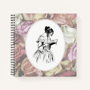 Victorian Lady Reading Notebook