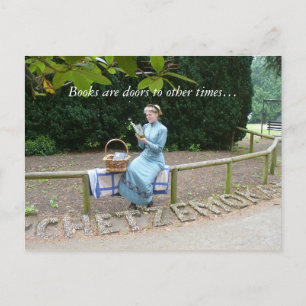 Victorian lady reading postcard